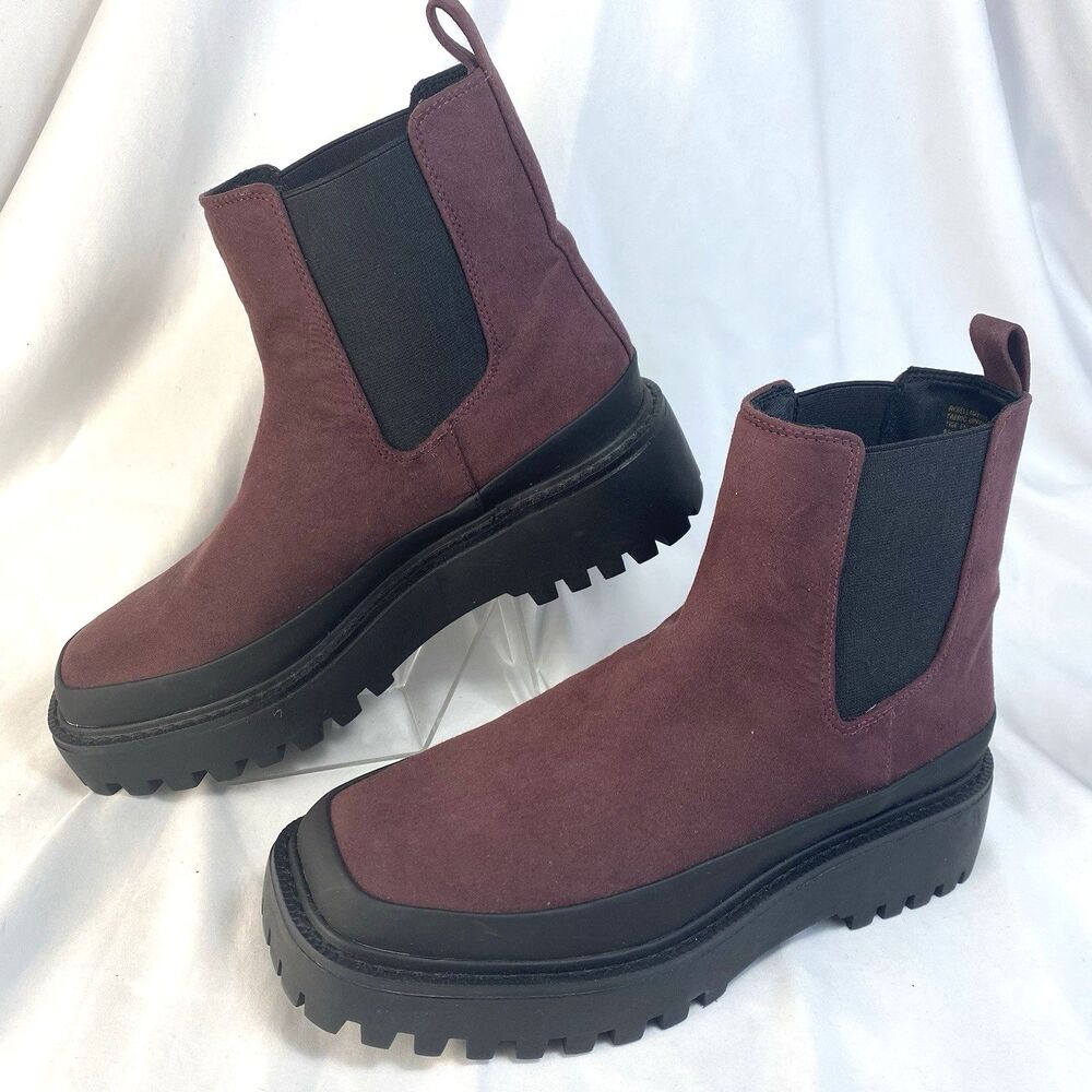 Nordstrom Rack 6.5M Purple Platform Chunky Lug Sole Bellamy Booties Chelsea Boot